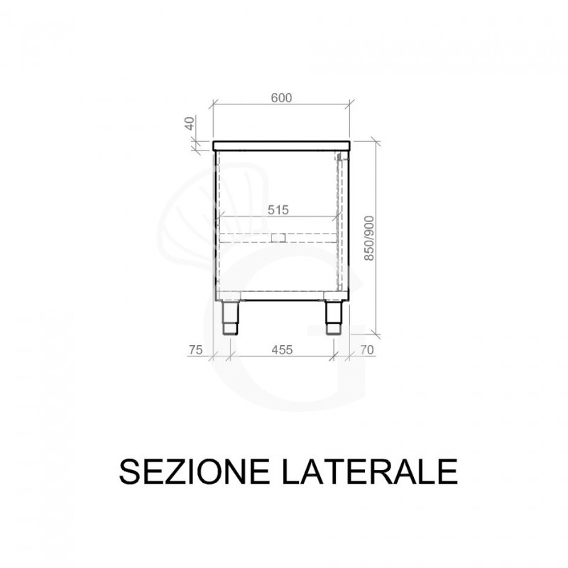 Tavolo armadiato in acciaio inox con 2 porte scorrevoli, L 1500 mm x P 600 mm x H 850 mm