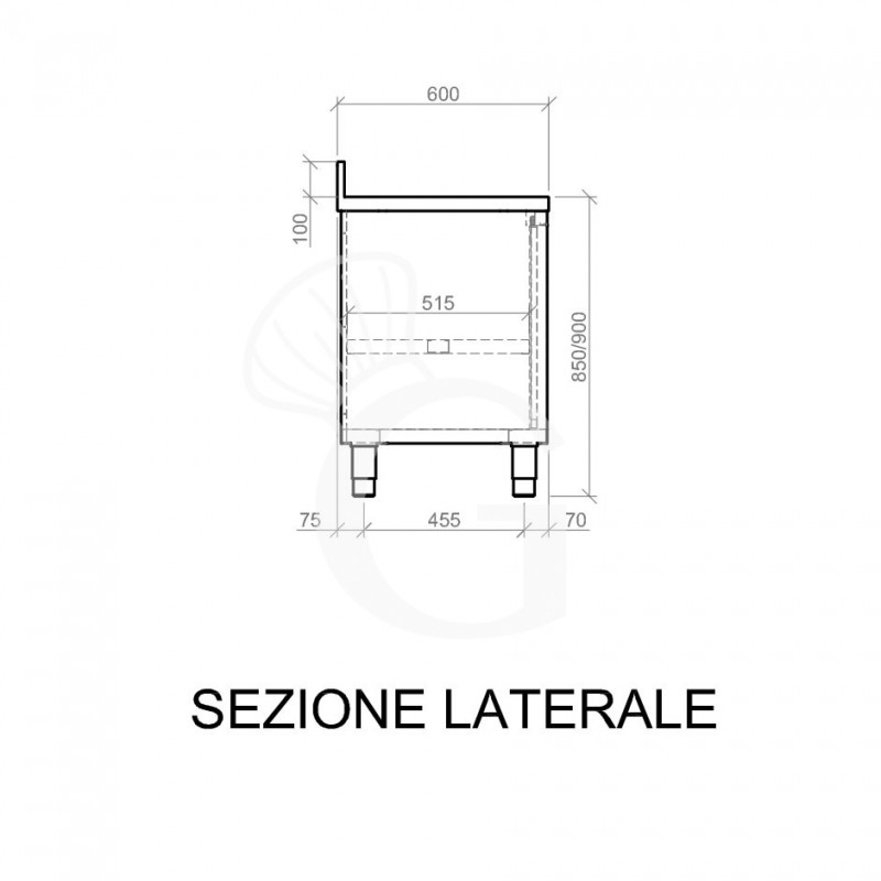 Tavolo armadiato inox con 2 porte scorrevoli e alzatina, L 1200 mm x P 600 mm x H 950 mm