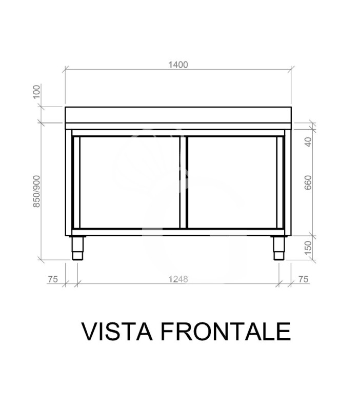 Tavolo con 2 porte scorrevoli e alzatina, L 1400 mm x P 600 mm x H 950 mm