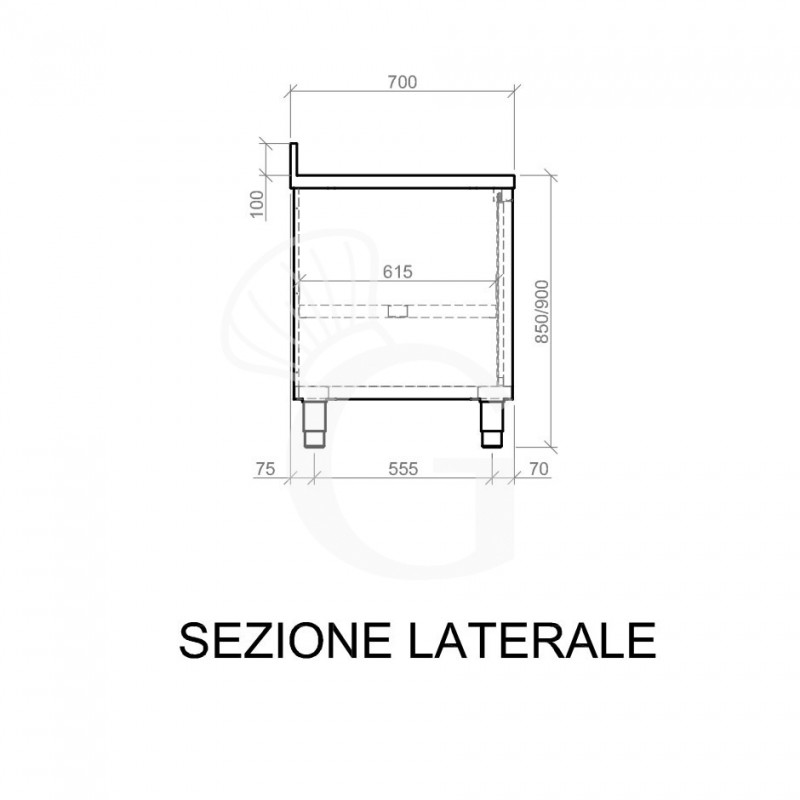 Tavolo con 2 porte scorrevoli e alzatina, L 1800 mm x P 700 mm x H 950 mm
