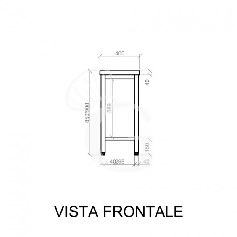 Tavolo inox L 400 mm x P 700 mm x H 850 mm