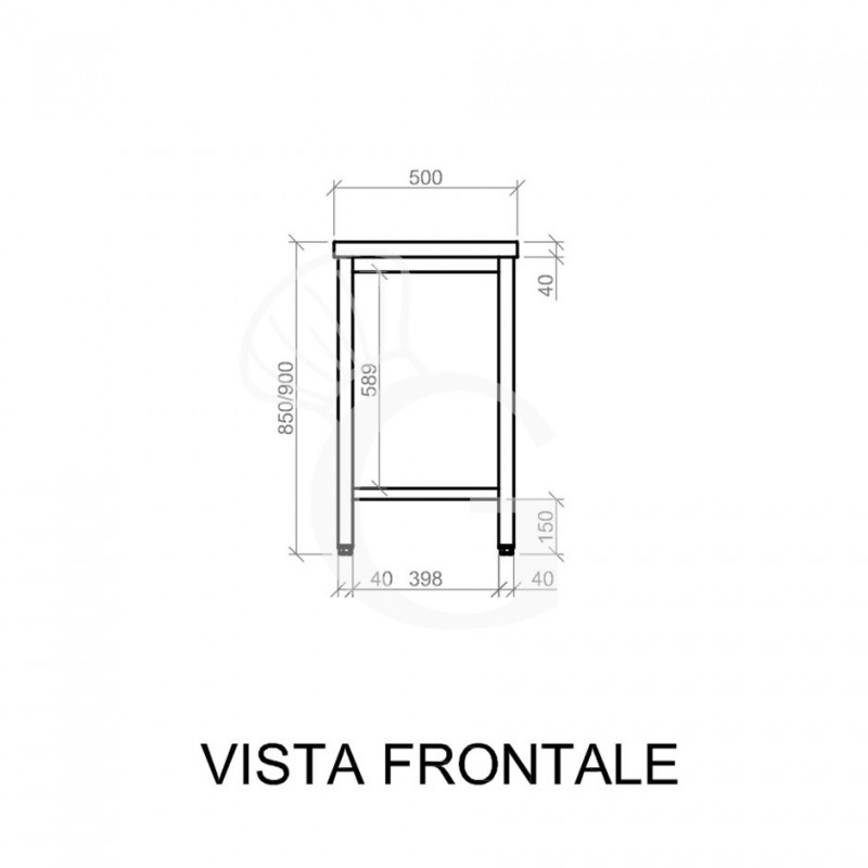 Tavolo inox L 500 mm x P 700 mm x H 850 mm