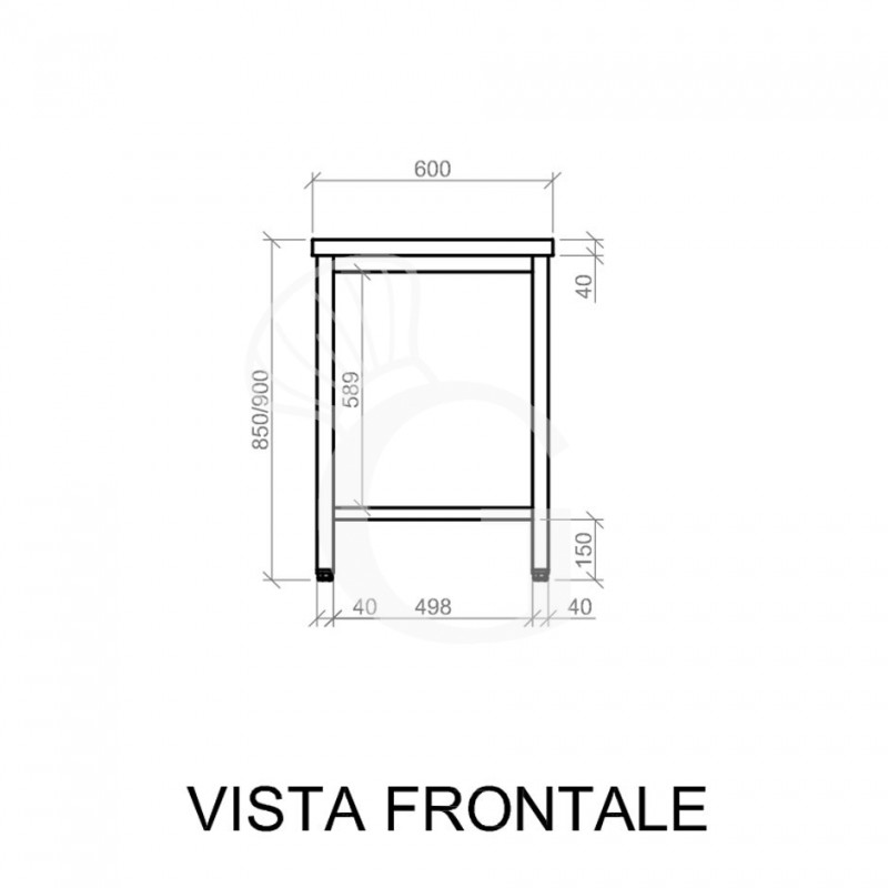 Tavolo inox L 600 mm x P 700 mm x H 850 mm