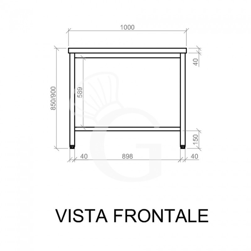 Tavolo inox L 1000 mm x P 800 mm x H 850 mm