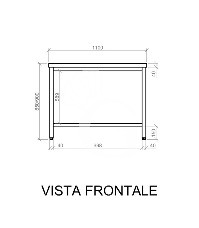 Tavolo inox L 1100 mm x P 800 mm x H 850 mm