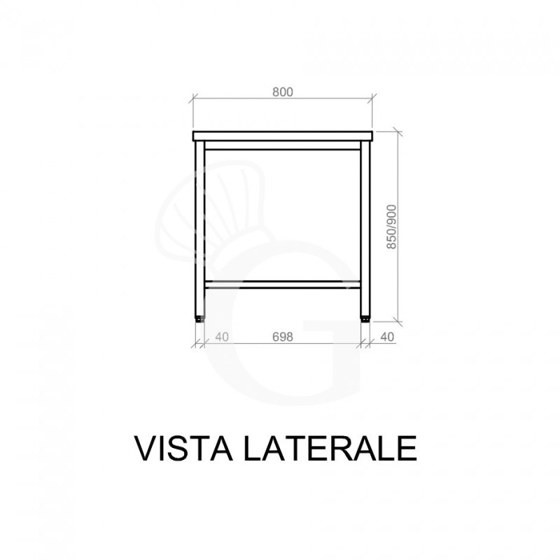 Tavolo inox L 1300 mm x P 800 mm x H 850 mm