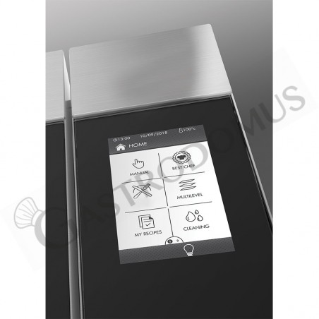 Forno elettrico convezione-vapore-misto touch screen,umidificatore,per 5 teglie GN1/1 o 600x400 mm con lavaggio automatico Forno elettrico convezione-vapore-misto touch screen,umidificatore,per 5 teglie GN1/1 o 600x400 mm con lavaggio automatico