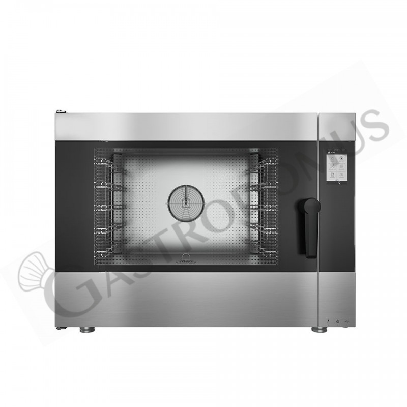 Forno a gas convezione-vapore-misto, touch screen, per 5 teglie GN1/1 o 600x400 mm con lavaggio automatico Forno a gas convezione-vapore-misto, touch screen, per 5 teglie GN1/1 o 600x400 mm con lavaggio automatico