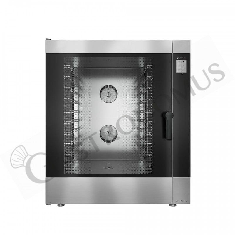 Forno a gas convezione-vapore-misto, touch screen, per 10 teglie GN1/1 o 600x400 mm con lavaggio automatico