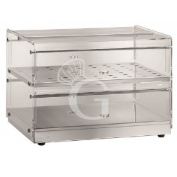 Vetrina bar neutra porta brioches in inox con 2 ripiani, L 850 mm x P 350 mm x H 400 mm