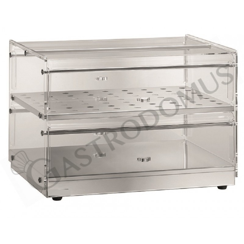 Vetrina bar neutra porta brioches in inox con 2 ripiani, L 850 mm x P 350 mm x H 400 mm Vetrina bar neutra porta brioches in inox con 2 ripiani, L 850 mm x P 350 mm x H 400 mm