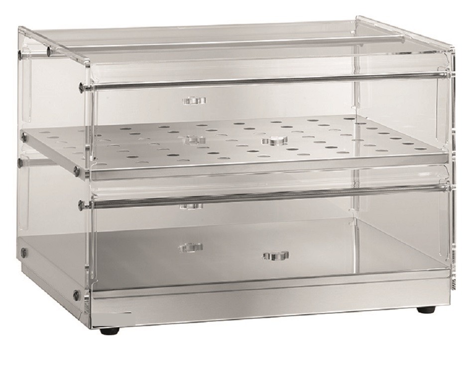 Vetrina bar neutra porta brioches in inox con 2 ripiani, L 850 mm x P 350 mm x H 400 mm