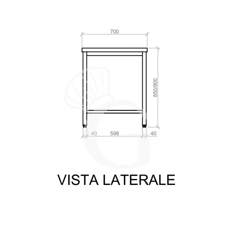 Tavolo inox 1 ripiano L 1400 mm x P 700 mm x H 850 mm