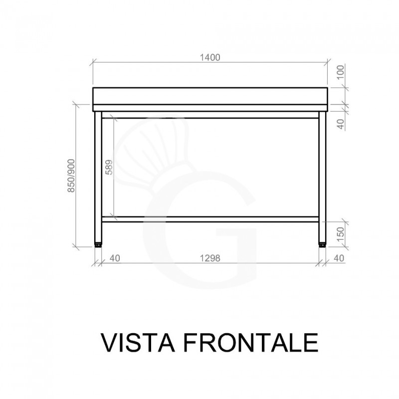 Tavolo inox con alzatina L 1400 mm x P 700 mm x H 950 mm