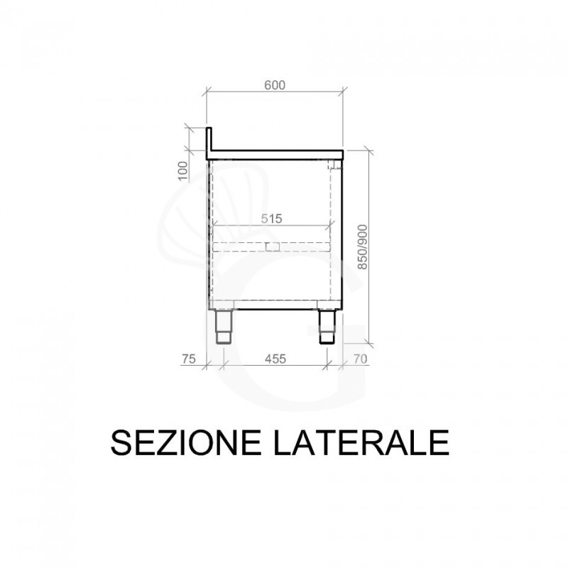 Tavolo a giorno in acciaio inox con 2 ripiani, alzatina L 1000 mm x P 600 mm x H 950 mm