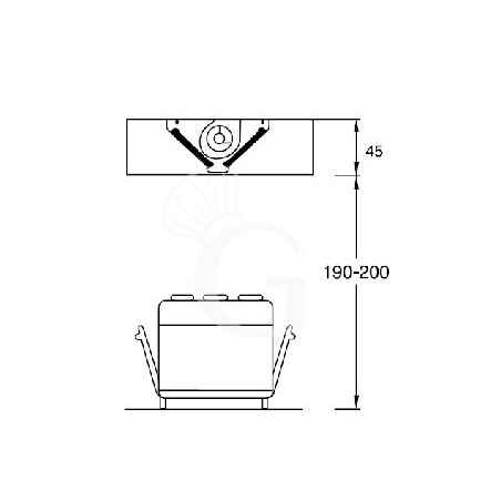 Cappa Kubica centrale full optional con motore L2800xP1500xH450mm, disegno ipotesi installazione cappa Cappa Kubica centrale full optional con motore L2800xP1500xH450mm, disegno ipotesi installazione cappa