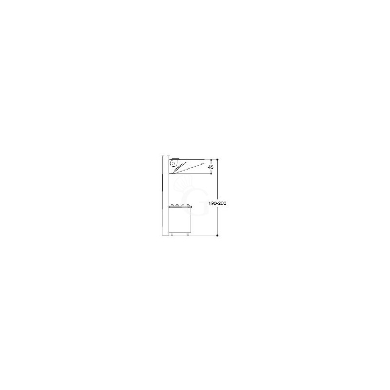 Cappa Snack a parete con motore full optional L1600xP900xH450mm, disegno tecnico con ipotesi posizionamento cappa di aspirazione