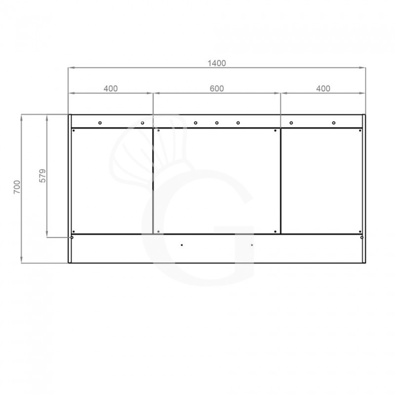 Cappa Snack a parete senza motore L1400xP700xH450mm