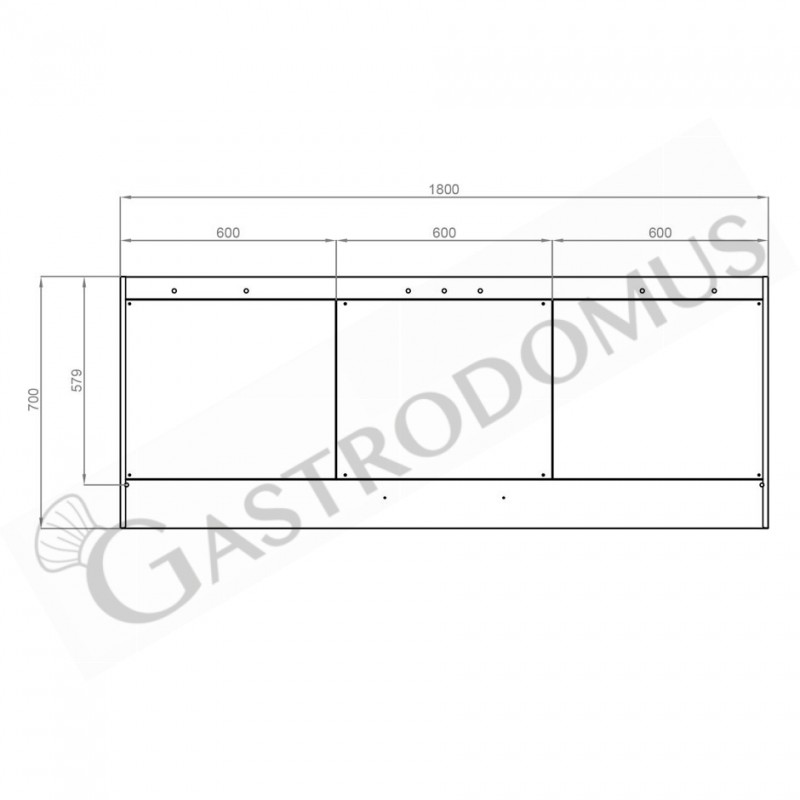 Cappa Snack a parete senza motore L1800xP700xH450mm