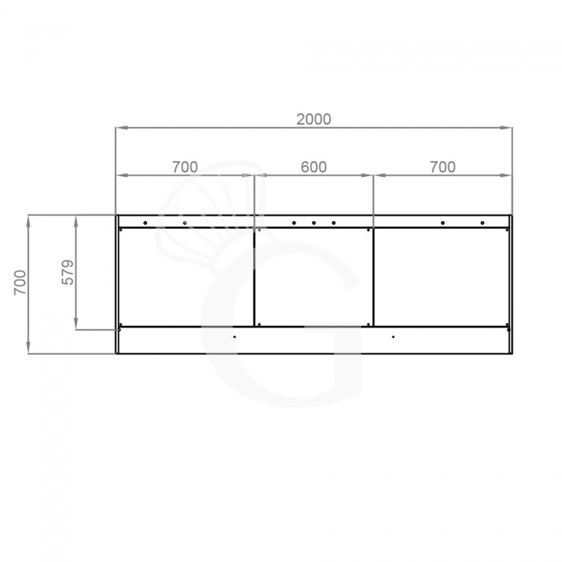 Cappa Snack a parete senza motore L2000xP700xH450mm