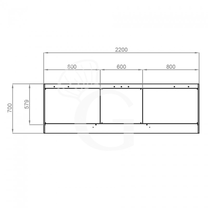 Cappa Snack a parete senza motore L2200xP700xH450mm