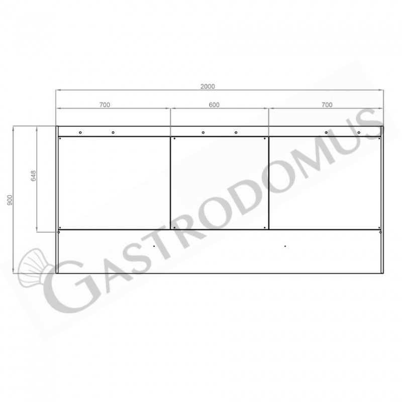 Cappa Snack a parete senza motore L2000xP900xH450mm