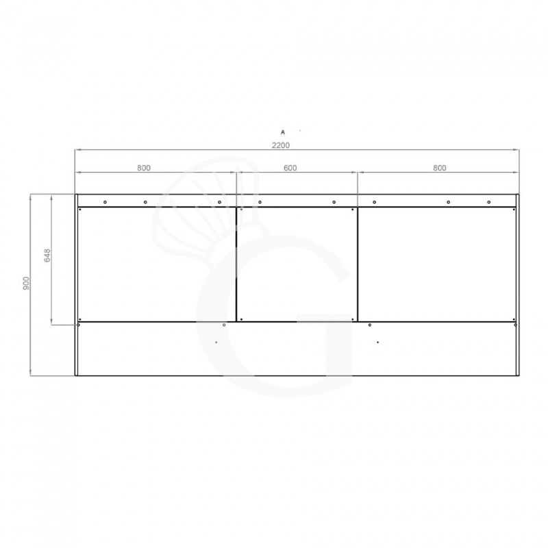 Cappa Snack a parete senza motore L2200xP900xH450mm