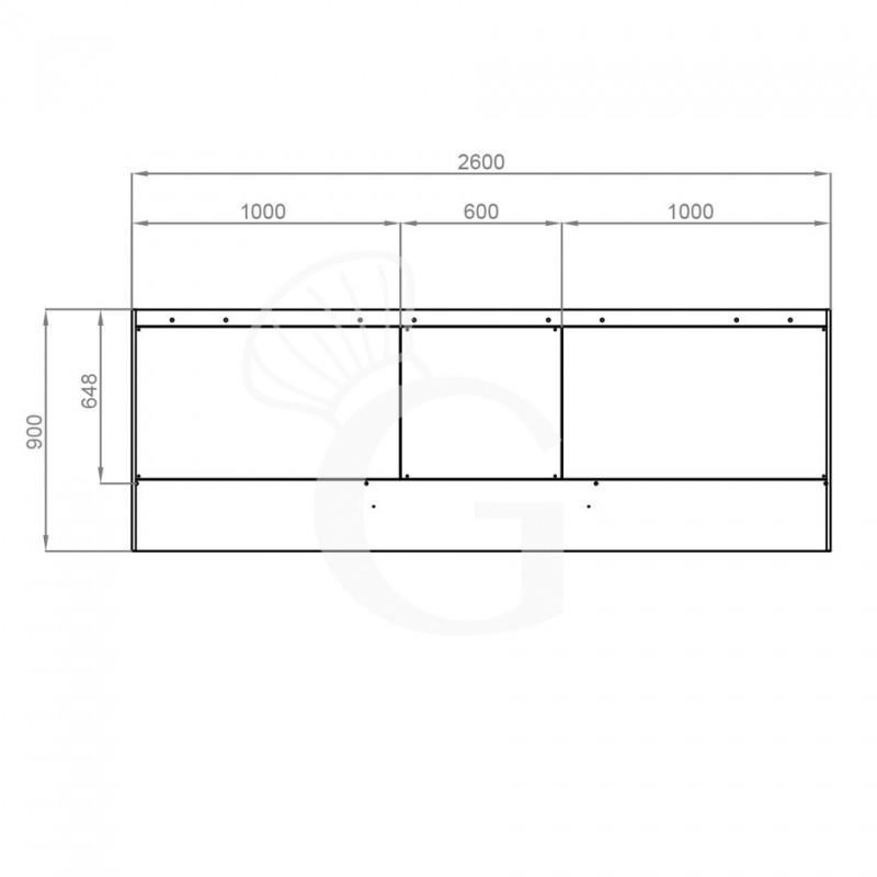 Cappa Snack a parete senza motore L2600xP900xH450mm