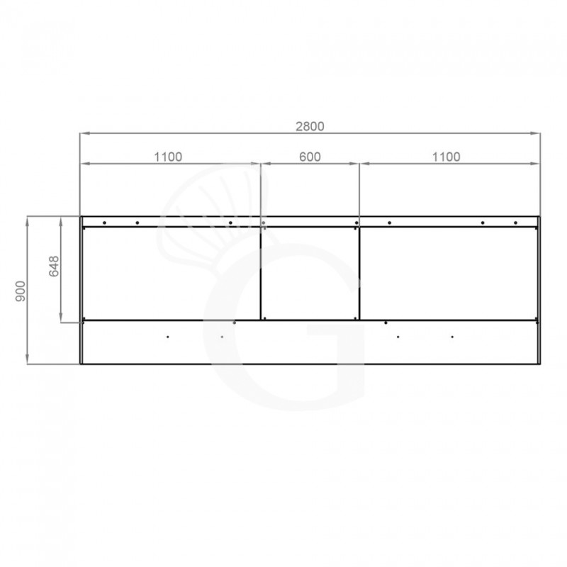 Cappa Snack a parete senza motore L2800xP900xH450mm