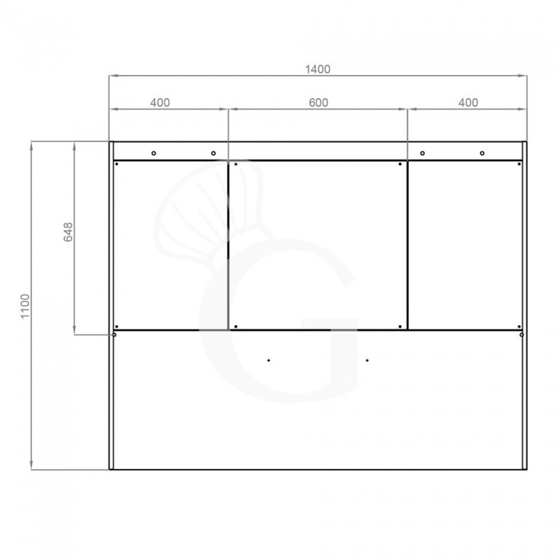 Cappa Snack a parete senza motore L1400xP1100xH450mm