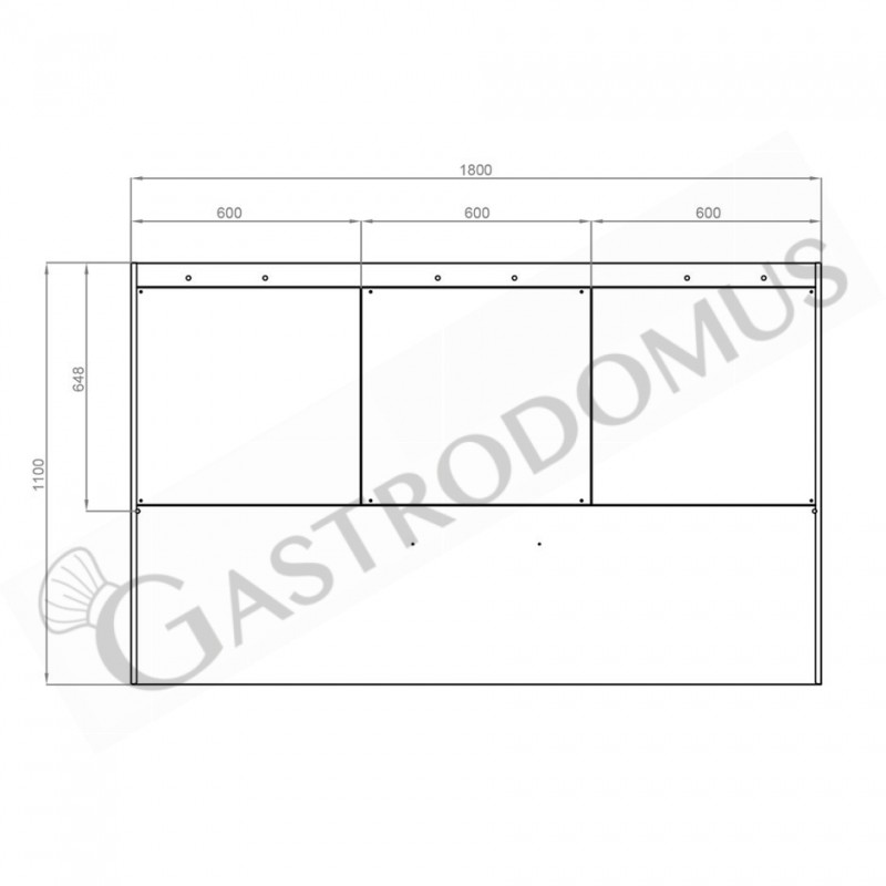 Cappa Snack a parete senza motore L1800xP1100xH450mm