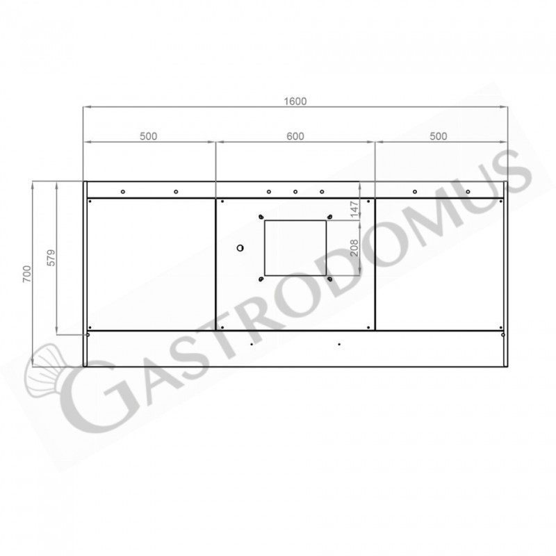 Cappa Snack a parete con motore L1600xP700xH450mm