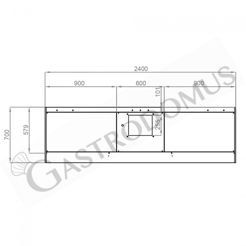 Cappa Snack a parete con motore L2400xP700xH450mm