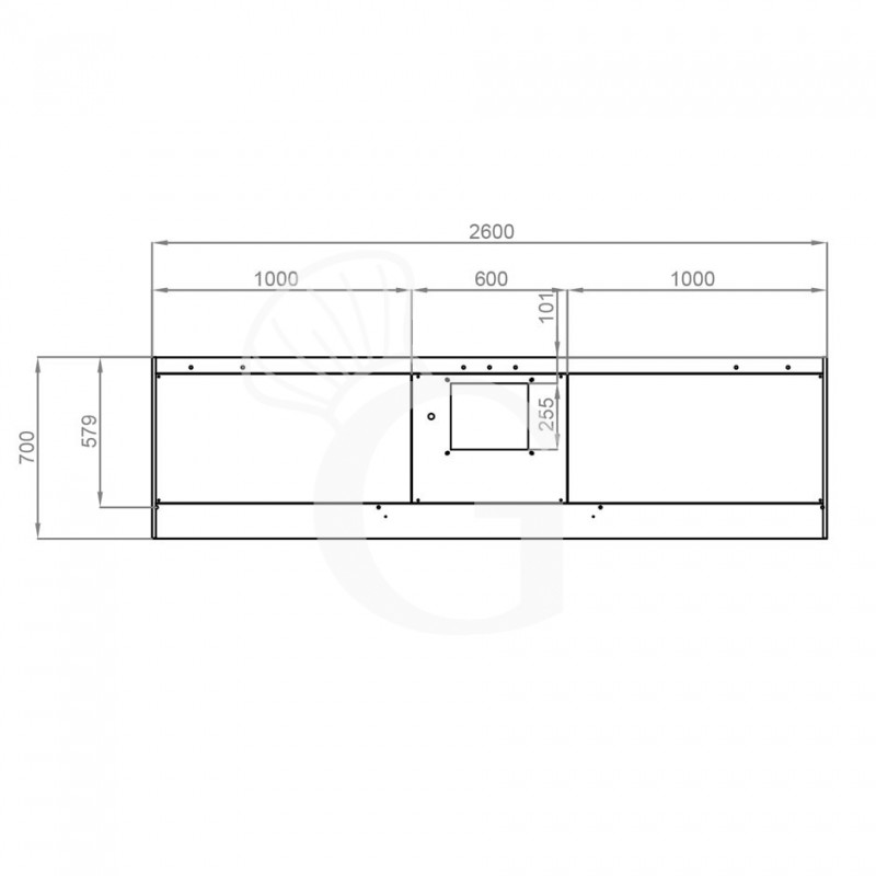 Cappa Snack a parete con motore L2600xP700xH450mm