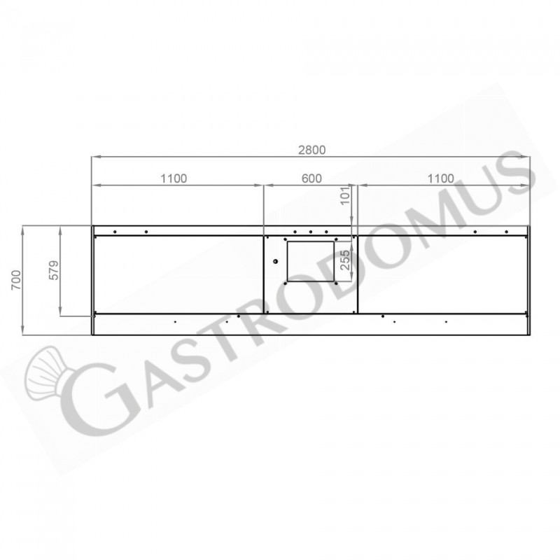 Cappa Snack a parete con motore L2800xP700xH450mm