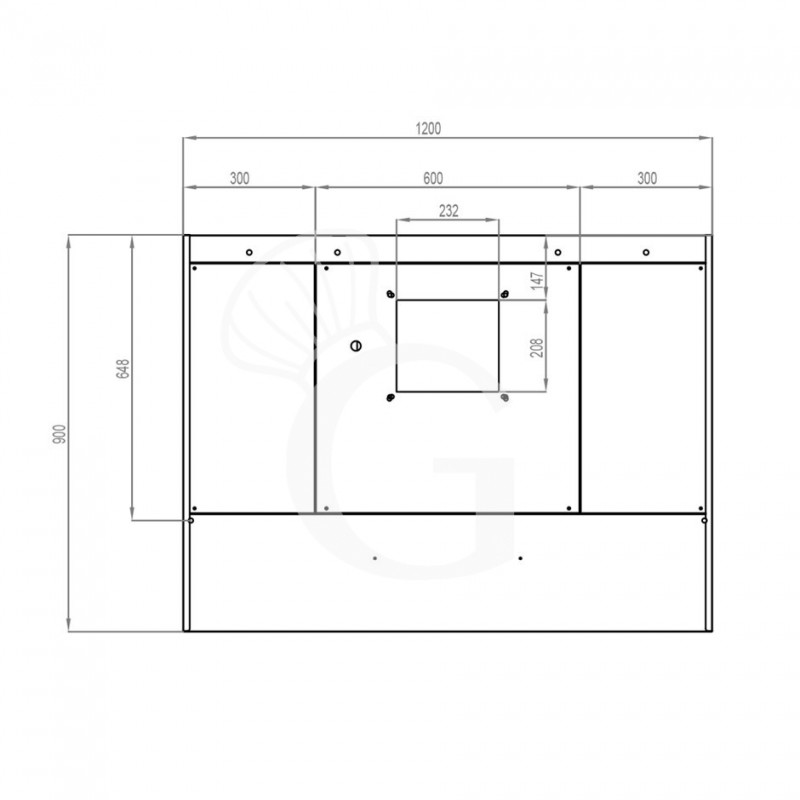 Cappa Snack a parete con motore L1200xP900xH450mm