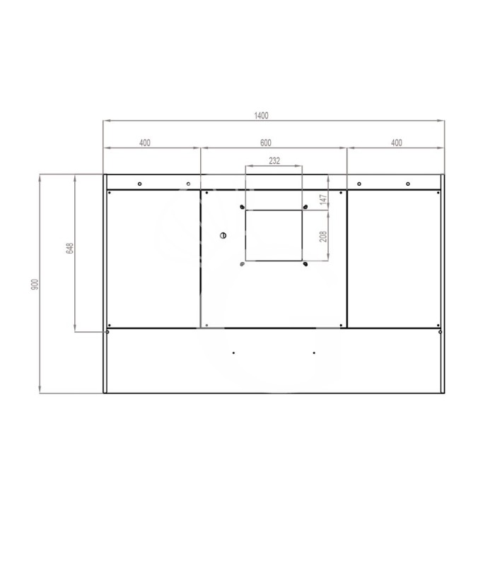 Cappa Snack a parete con motore L1400xP900xH450mm
