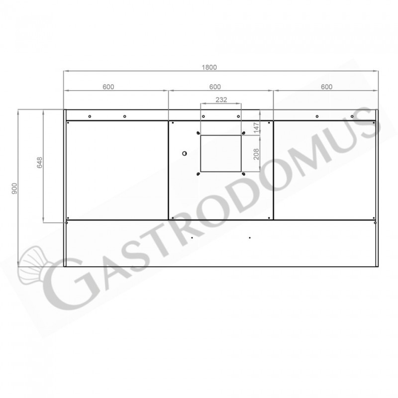 Cappa Snack a parete con motore L1800xP900xH450mm