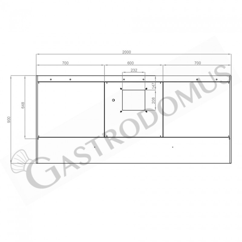 Cappa Snack a parete con motore L2000xP900xH450mm
