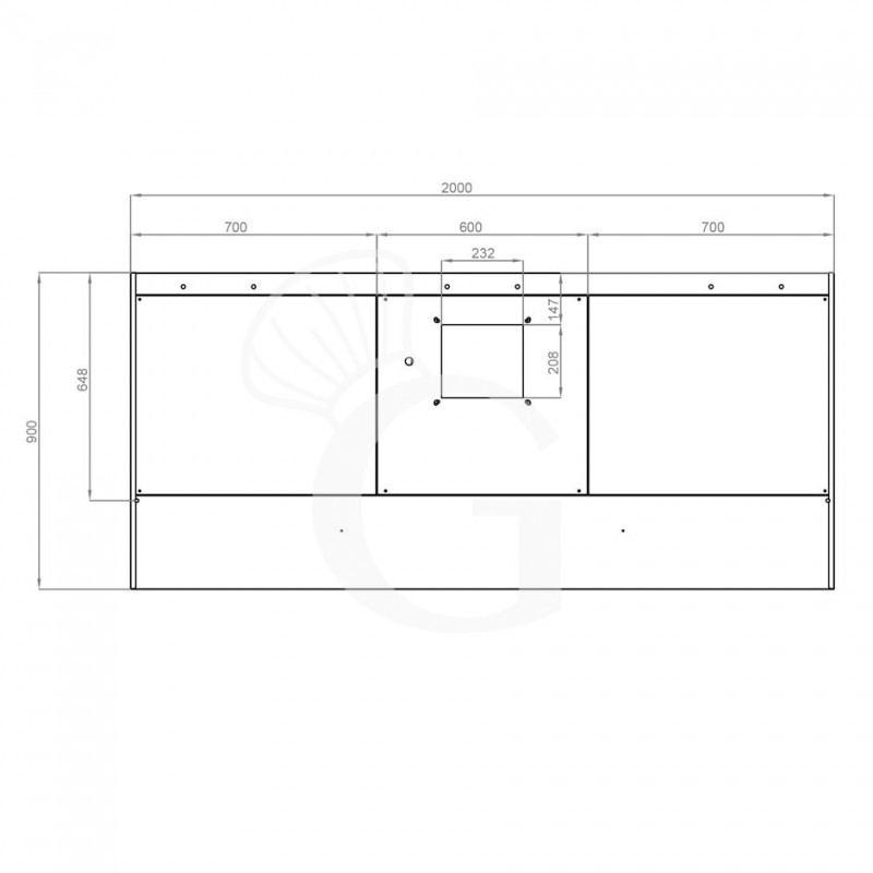 Cappa Snack a parete con motore L2200xP900xH450mm