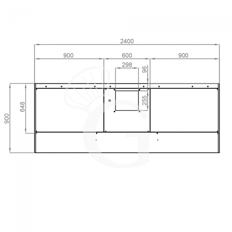 Cappa Snack a parete con motore L2400xP900xH450mm