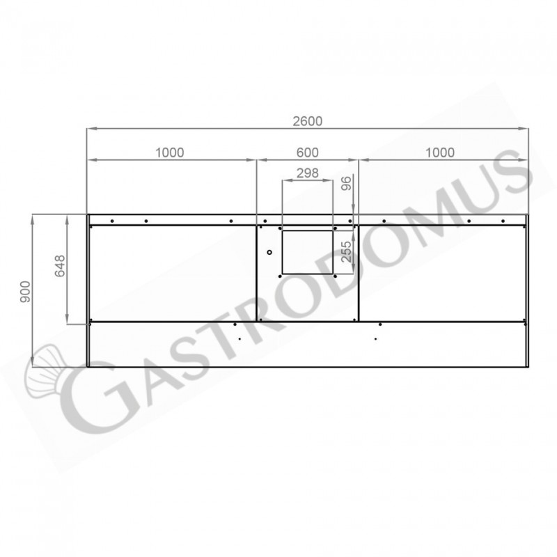 Cappa Snack a parete con motore L2600xP900xH450mm