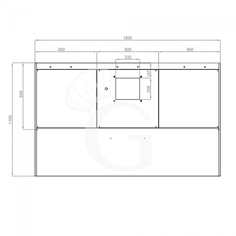 Cappa Snack a parete con motore L1800xP1100xH450mm