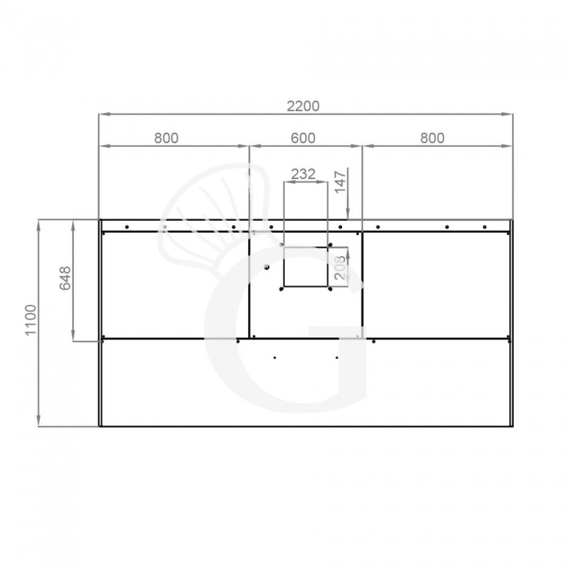 Cappa Snack a parete con motore L2200xP1100xH450mm