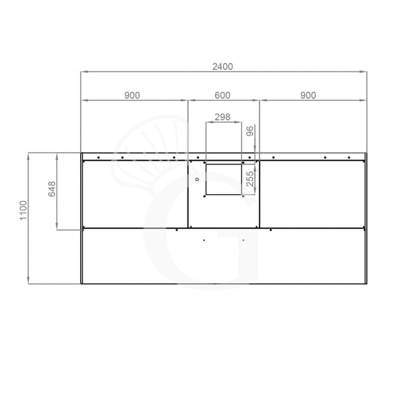 Cappa Snack a parete con motore L2400xP1100xH450mm