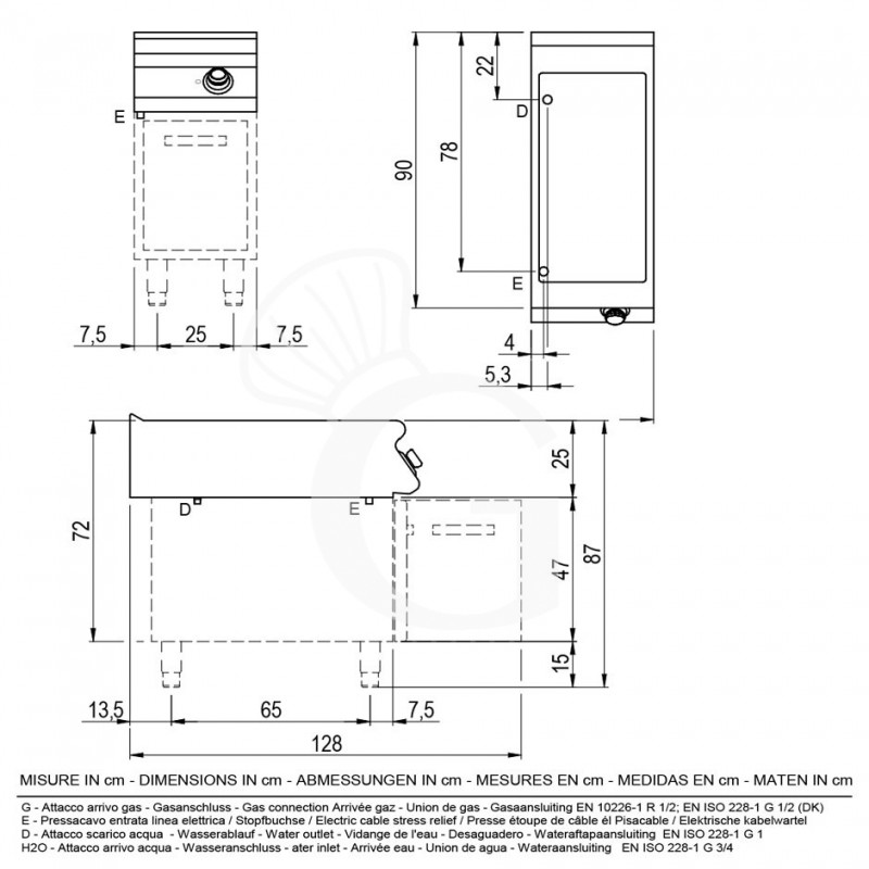 Bagnomaria elettrico su armadio aperto predisposto per bacinelle GN h 150 mm L 400 mm x P 900 mm