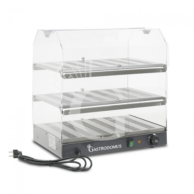 Vetrina Riscaldata inox e plexiglass 3 piani +30°C/+90°C L 510 mm x P 350 mm x H 550 mm