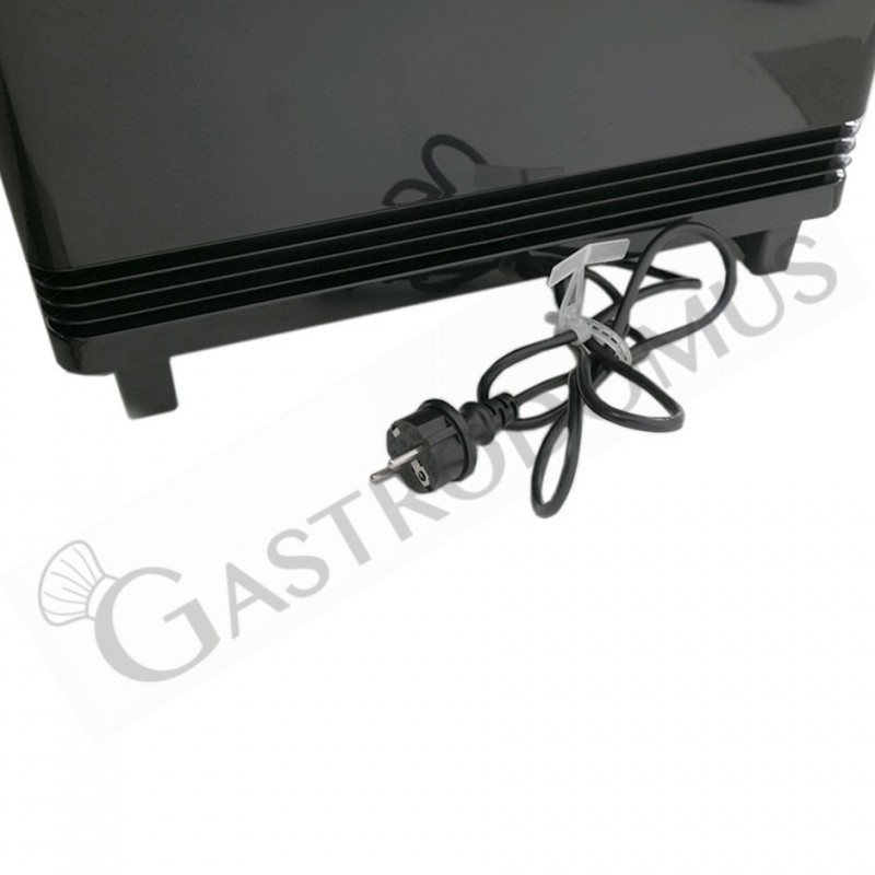 Dettaglio spina schuko frigo vetrina ventilato color nero per bibite - 98 LT - temperatura +0°C/+12°C