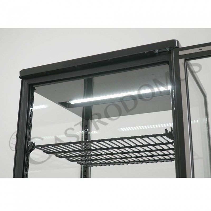 Dettaglio luce LED interna frigo vetrina ventilato color nero per bibite - 98 LT - temperatura +0°C/+12°C