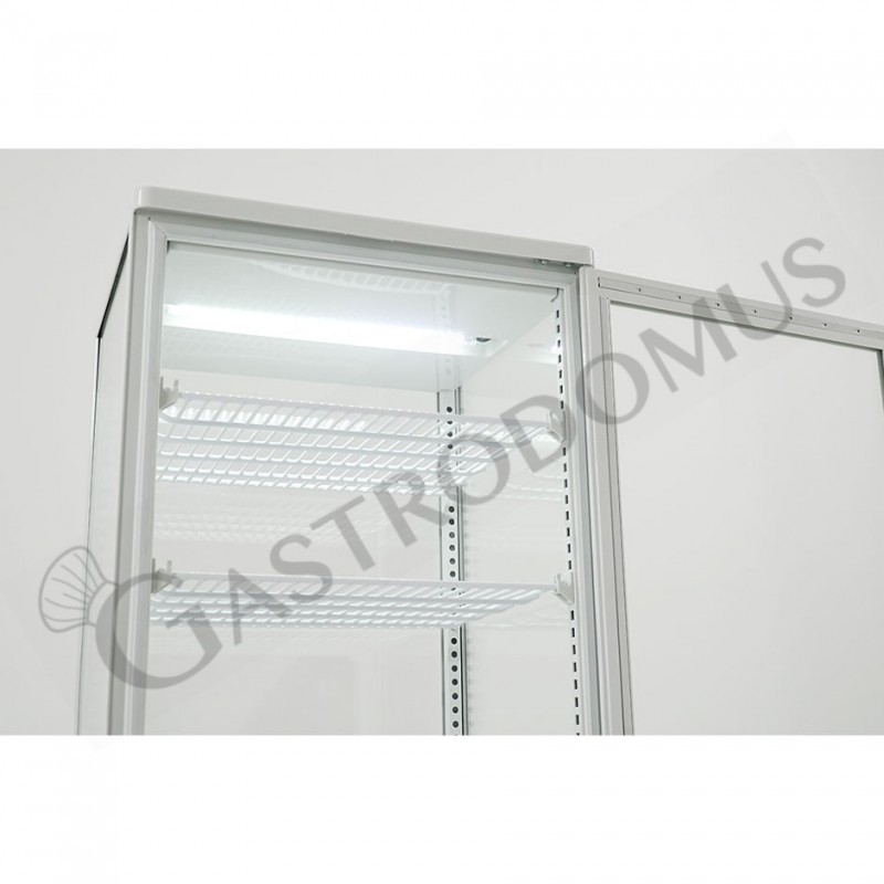 Particolare lude LED frigo vetrina ventilato per bibite color bianco capacità 98 LT, temp. 0°C/+12°C